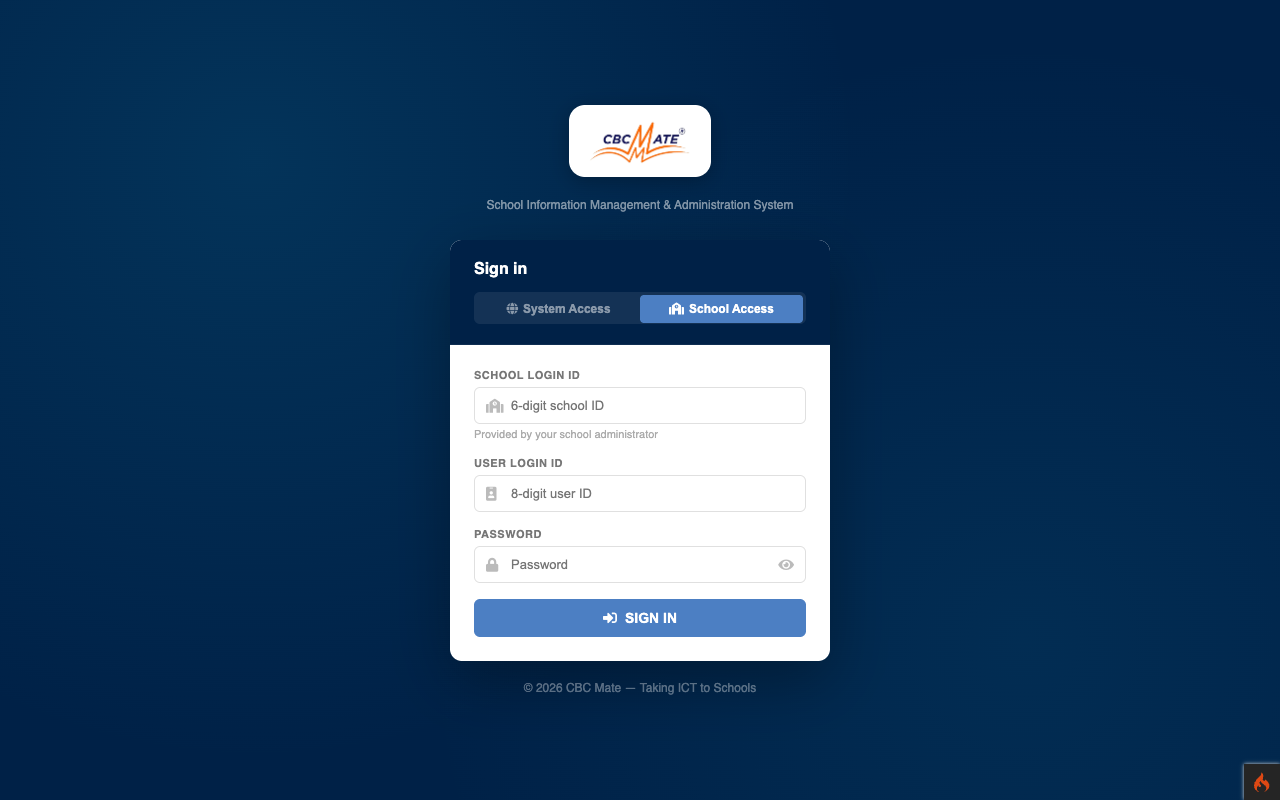CBC Mate login page